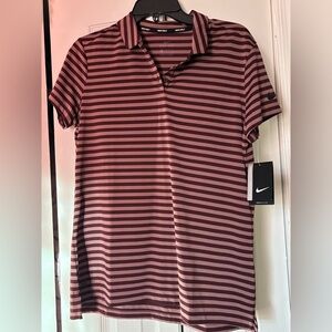 Women's Nike Golf maroon striped pattern shirt